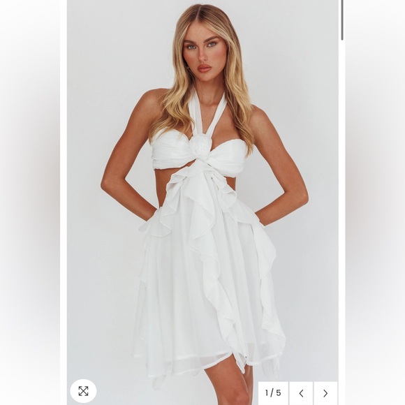 white christmas dresses Santiago Cut-Out Ruffle Maxi Dress White– Selfie Leslie main image 0